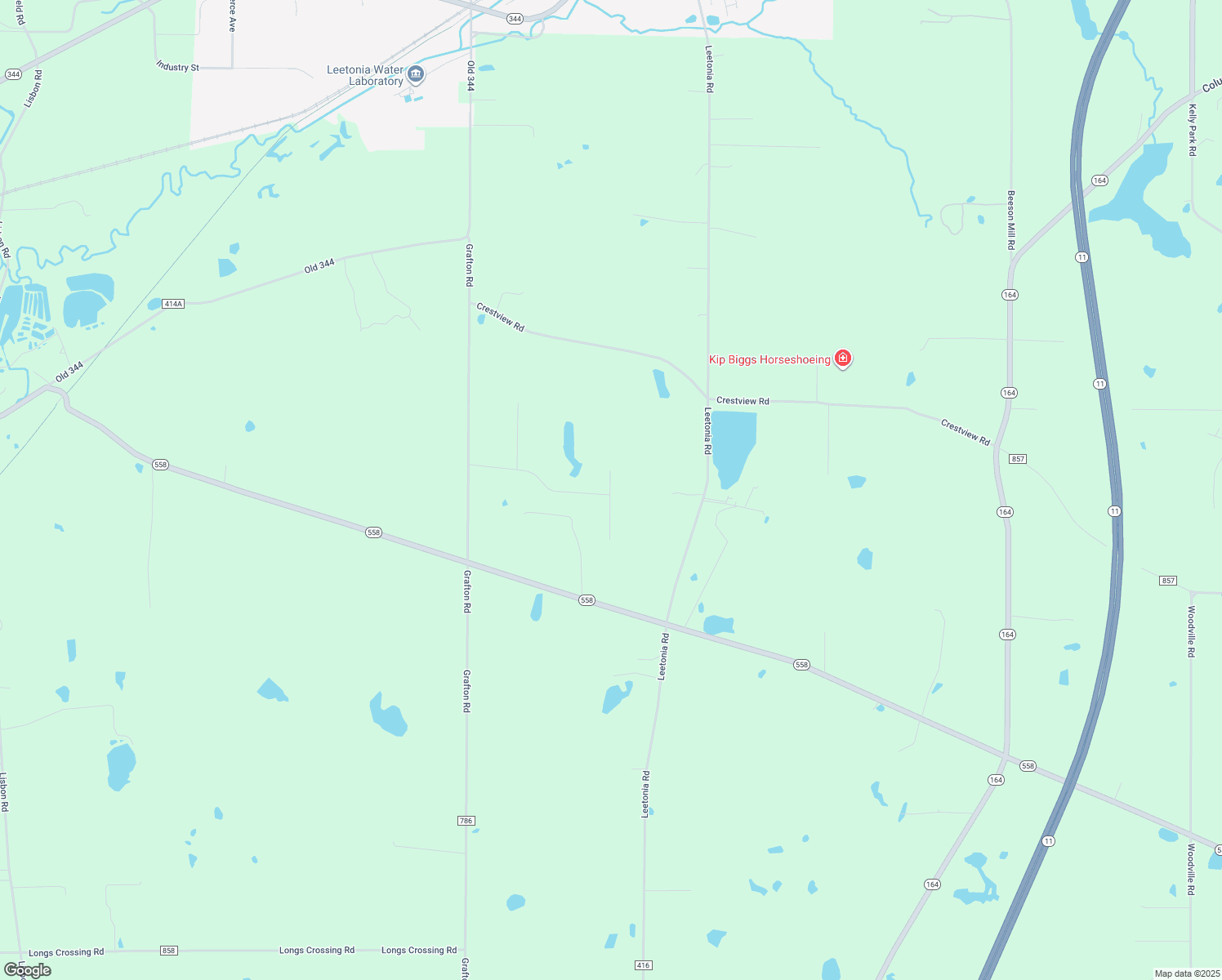 map of restaurants, bars, coffee shops, grocery stores, and more near 3345 Glenview Lane in Leetonia
