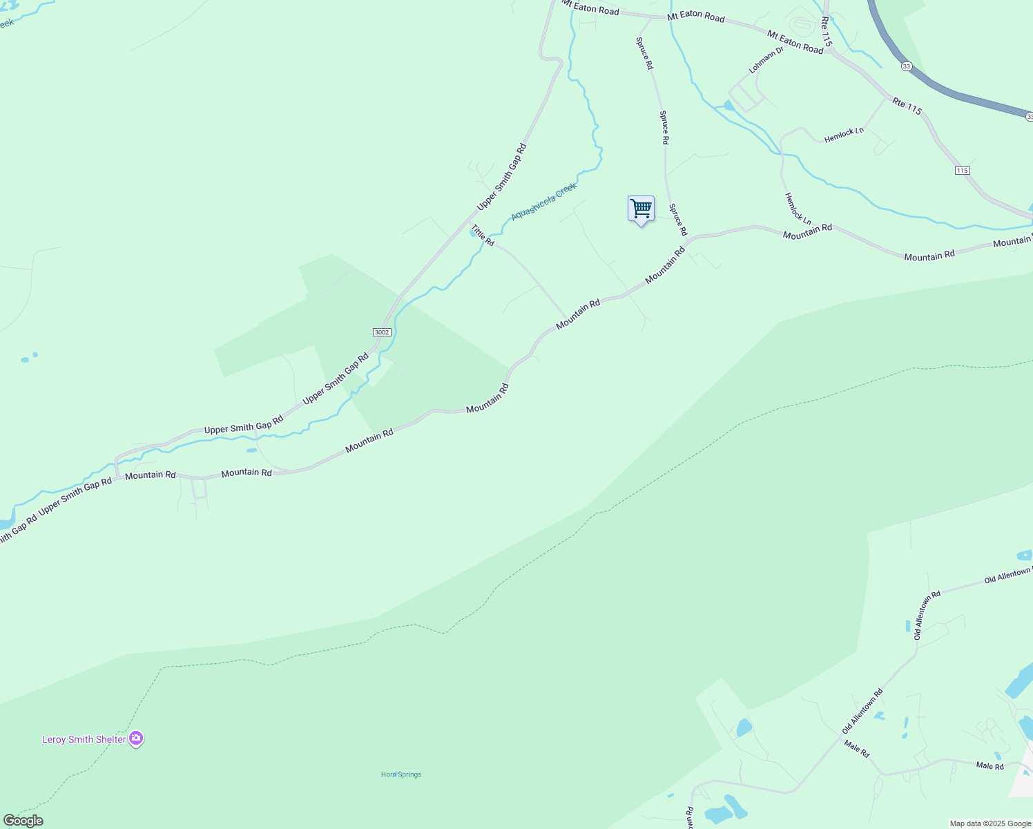map of restaurants, bars, coffee shops, grocery stores, and more near 2934 Mountain Road in Saylorsburg