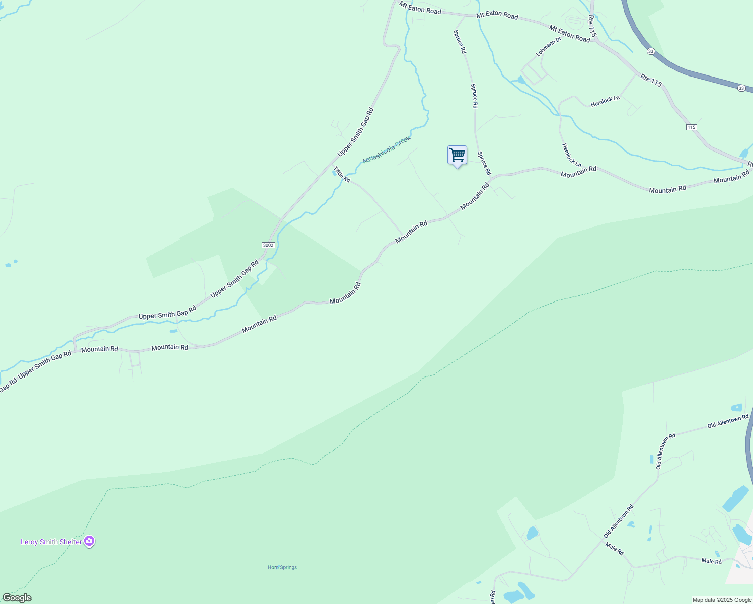 map of restaurants, bars, coffee shops, grocery stores, and more near 2934 Mountain Road in Saylorsburg