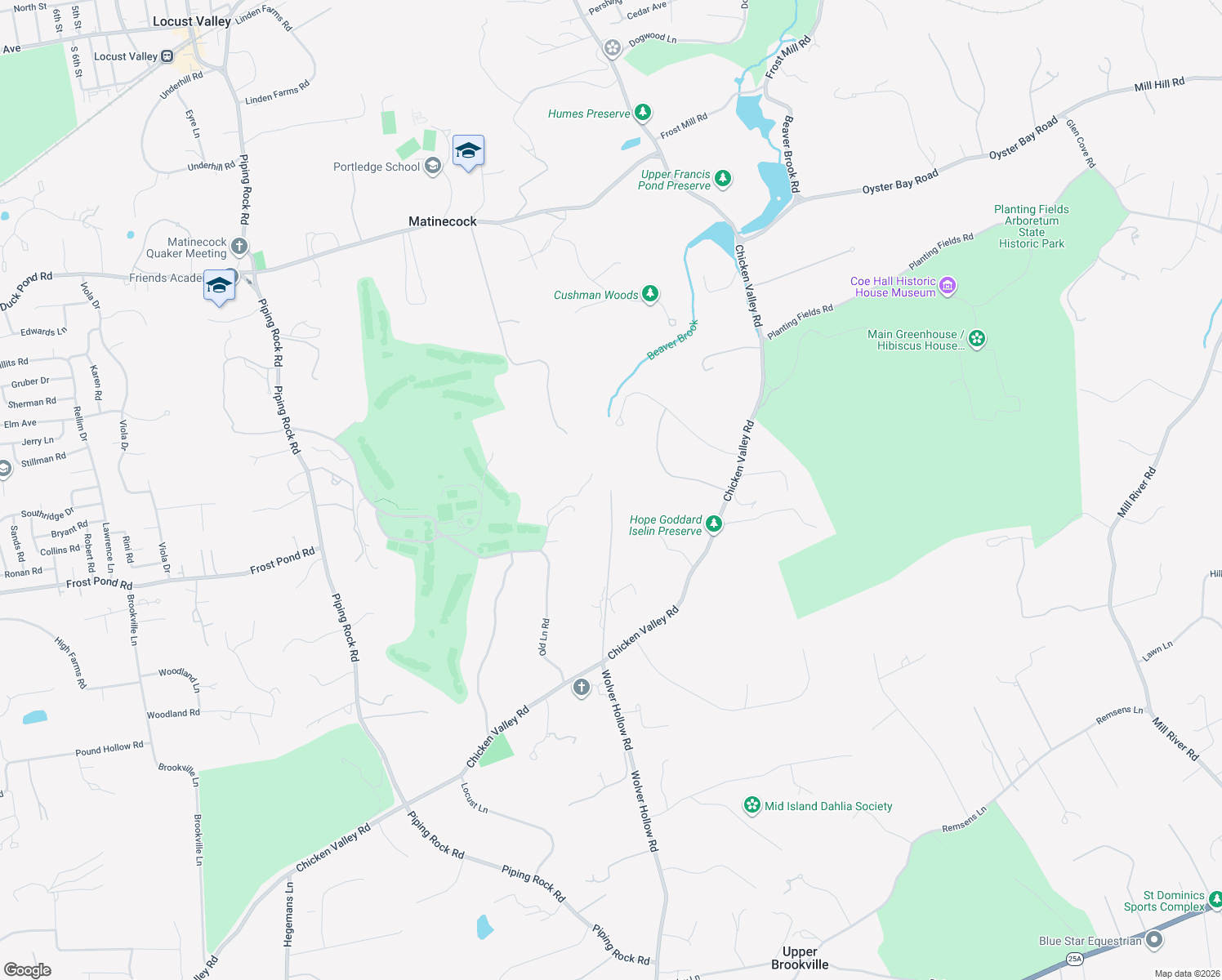 map of restaurants, bars, coffee shops, grocery stores, and more near 1 Thorne Lane in Locust Valley