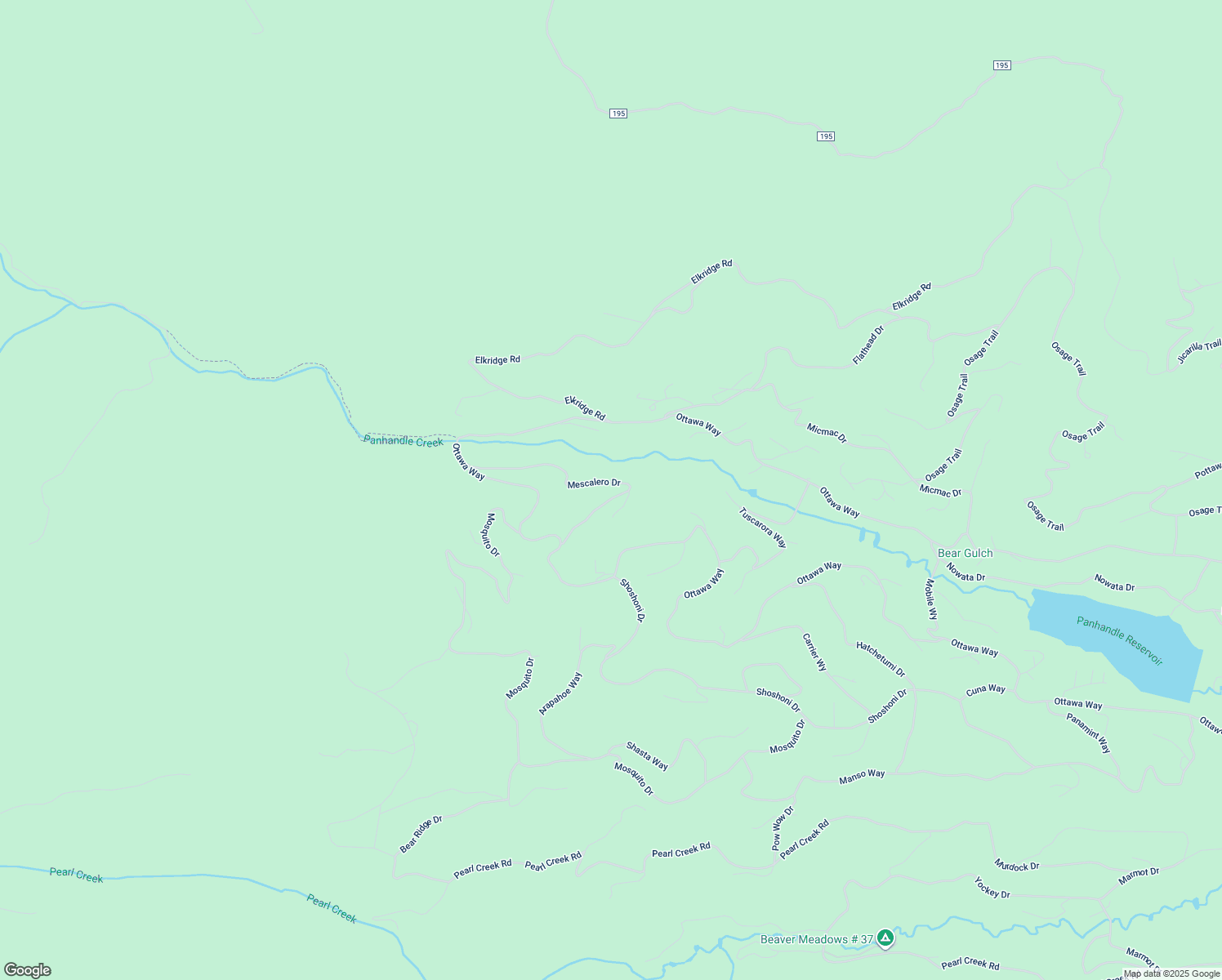 map of restaurants, bars, coffee shops, grocery stores, and more near 451 Mescalero Drive in Red Feather Lakes