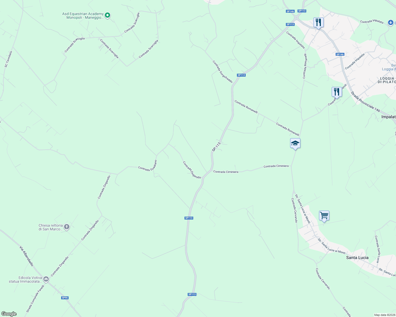 map of restaurants, bars, coffee shops, grocery stores, and more near 283 Contrada zecca in Città Metropolitana di Bari