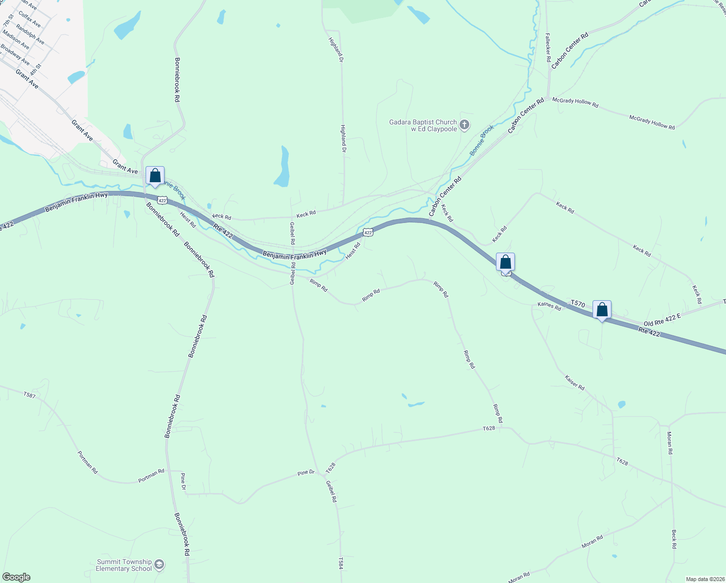 map of restaurants, bars, coffee shops, grocery stores, and more near 192 Rimp Road in Butler