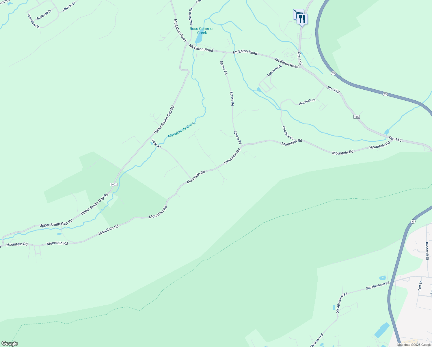map of restaurants, bars, coffee shops, grocery stores, and more near 3038 Mountain Road in Saylorsburg