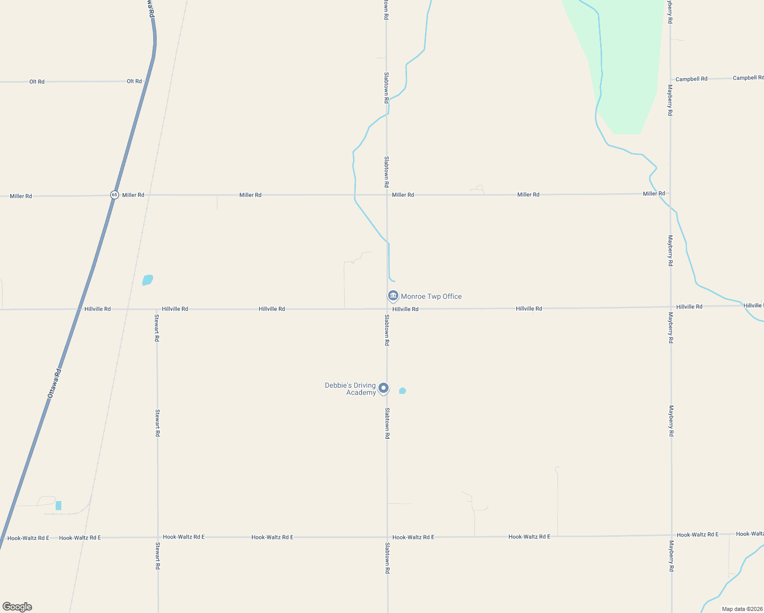 map of restaurants, bars, coffee shops, grocery stores, and more near 2885 Hillville Road in Elida