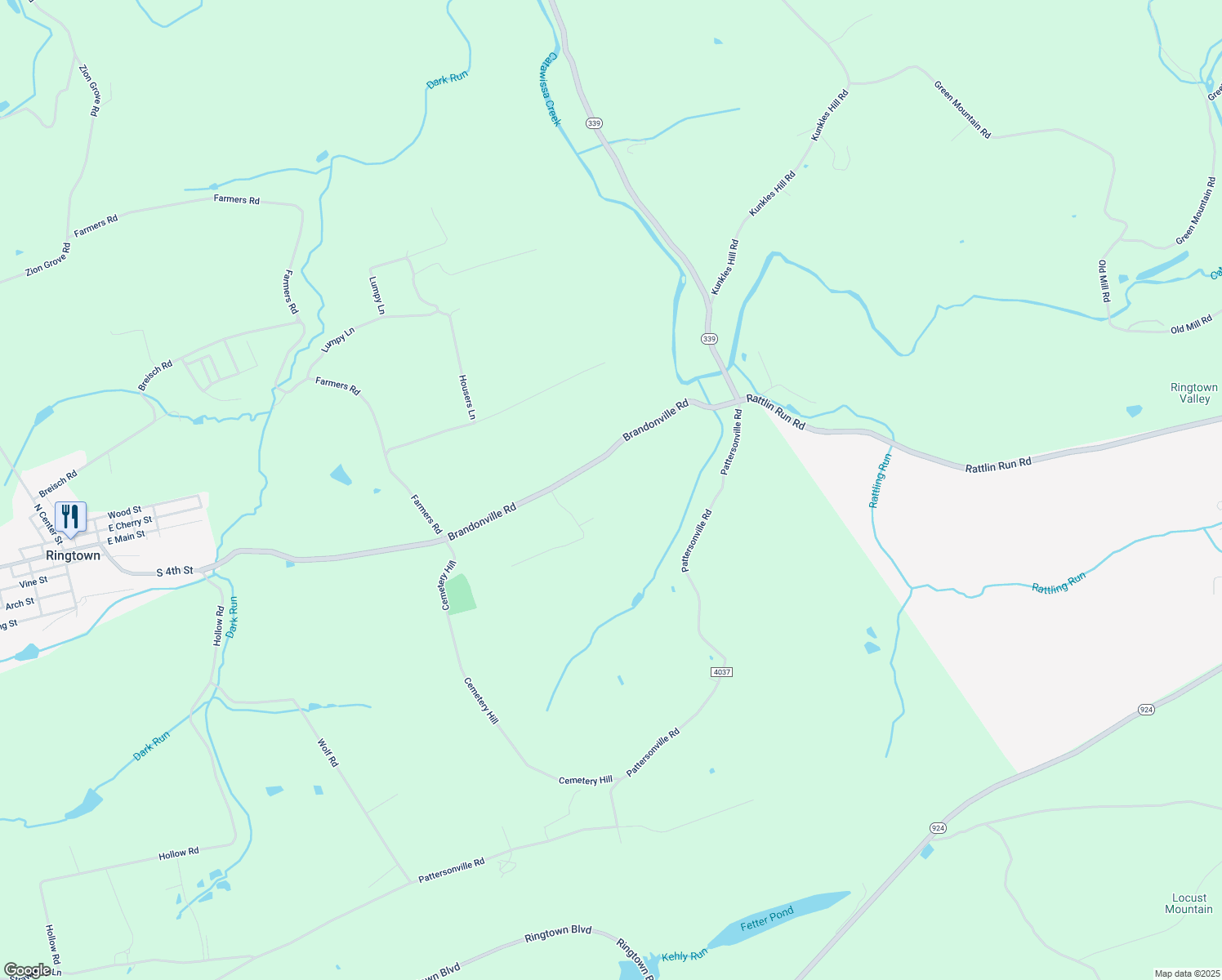 map of restaurants, bars, coffee shops, grocery stores, and more near in Ringtown