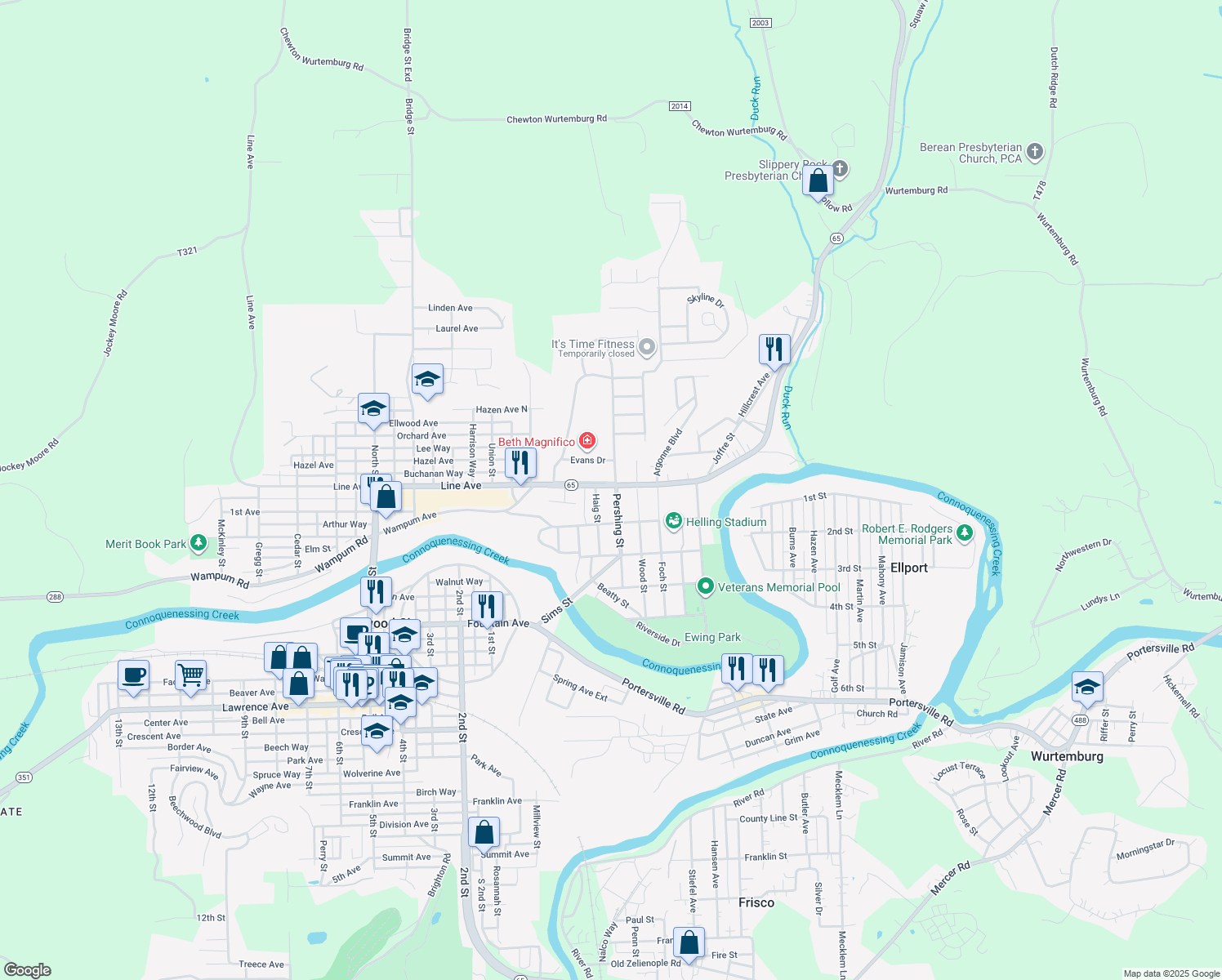 525 Pershing Street, Ellwood City PA Walk Score