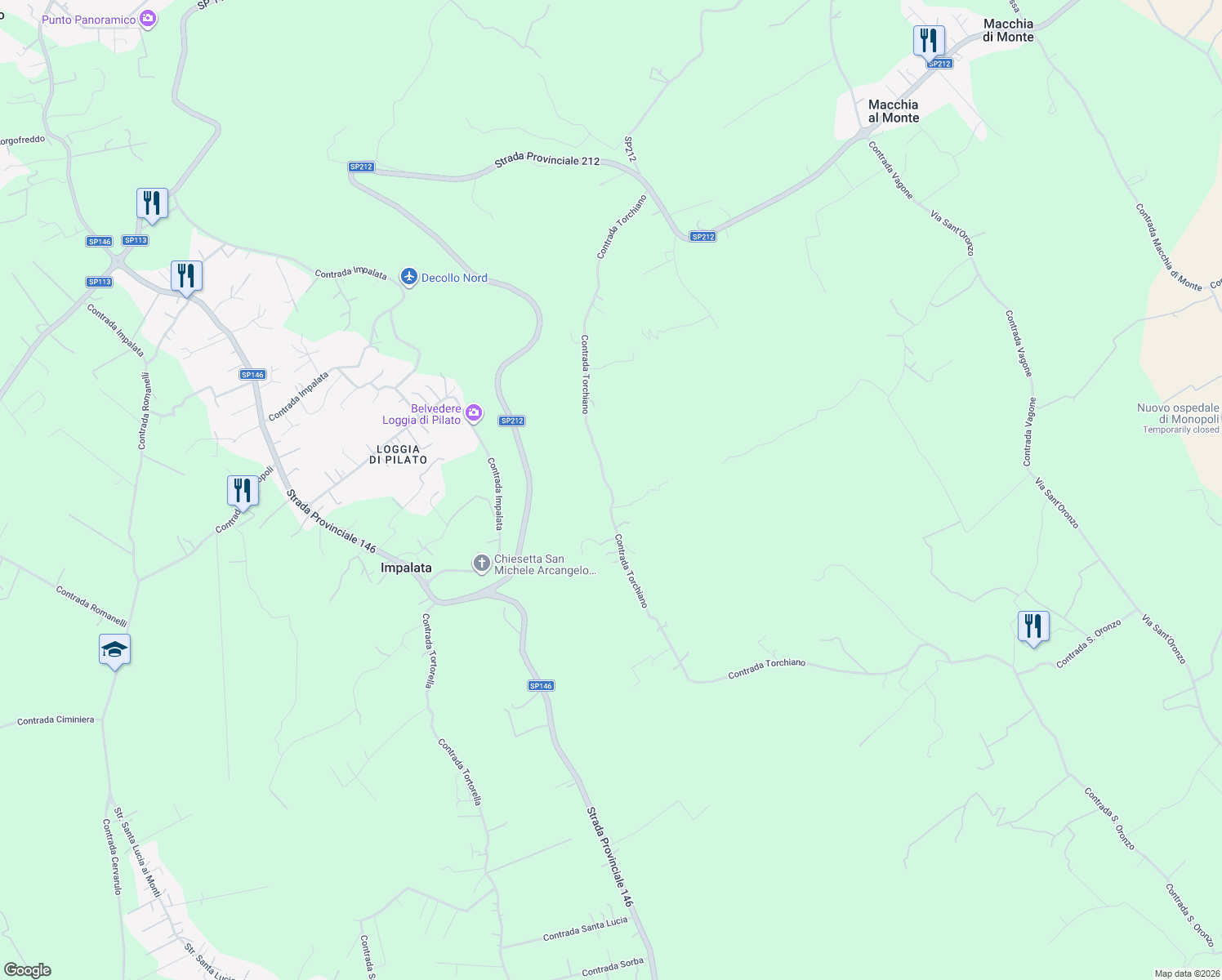 map of restaurants, bars, coffee shops, grocery stores, and more near in Metropolitan City of Bari