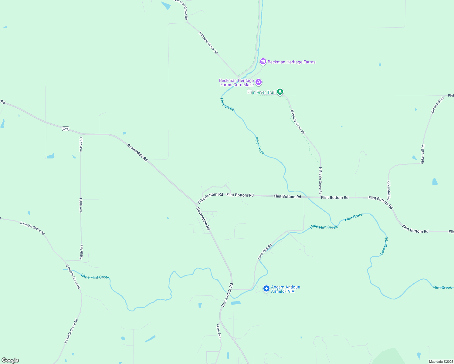 map of restaurants, bars, coffee shops, grocery stores, and more near 14730 Flint Bottom Road in West Burlington