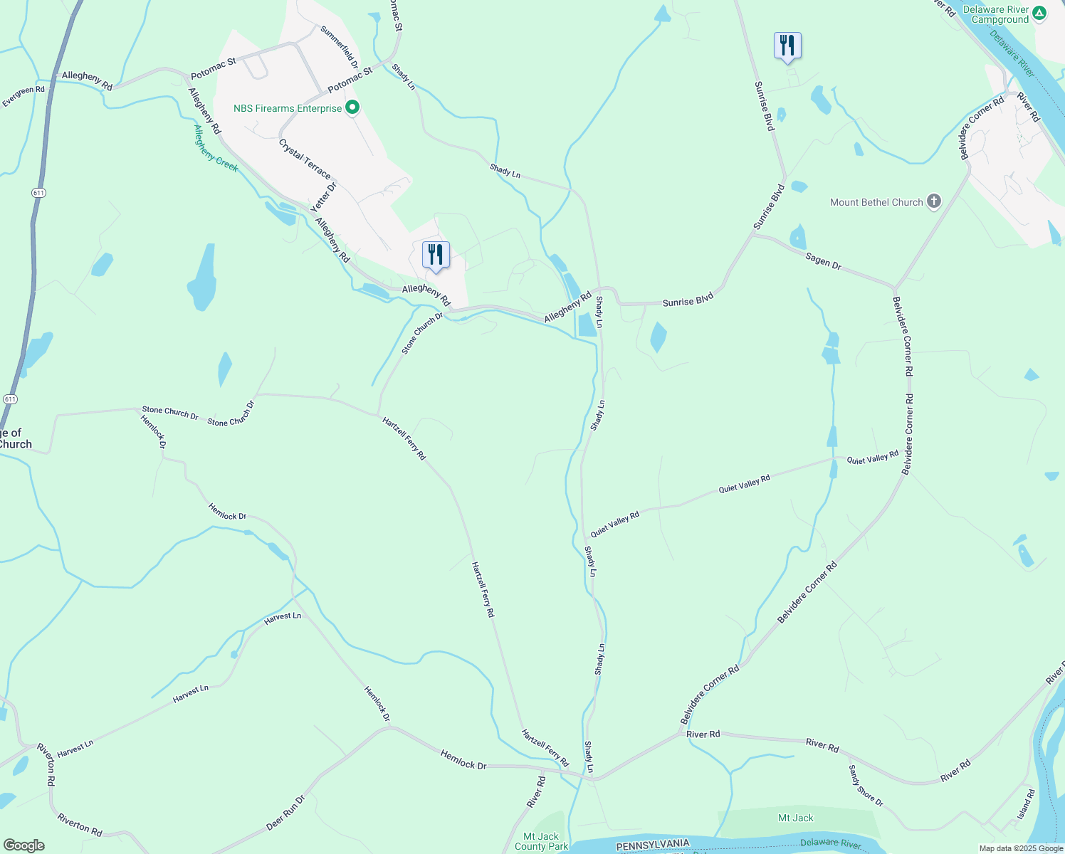map of restaurants, bars, coffee shops, grocery stores, and more near 1381 Shady Lane in Mount Bethel
