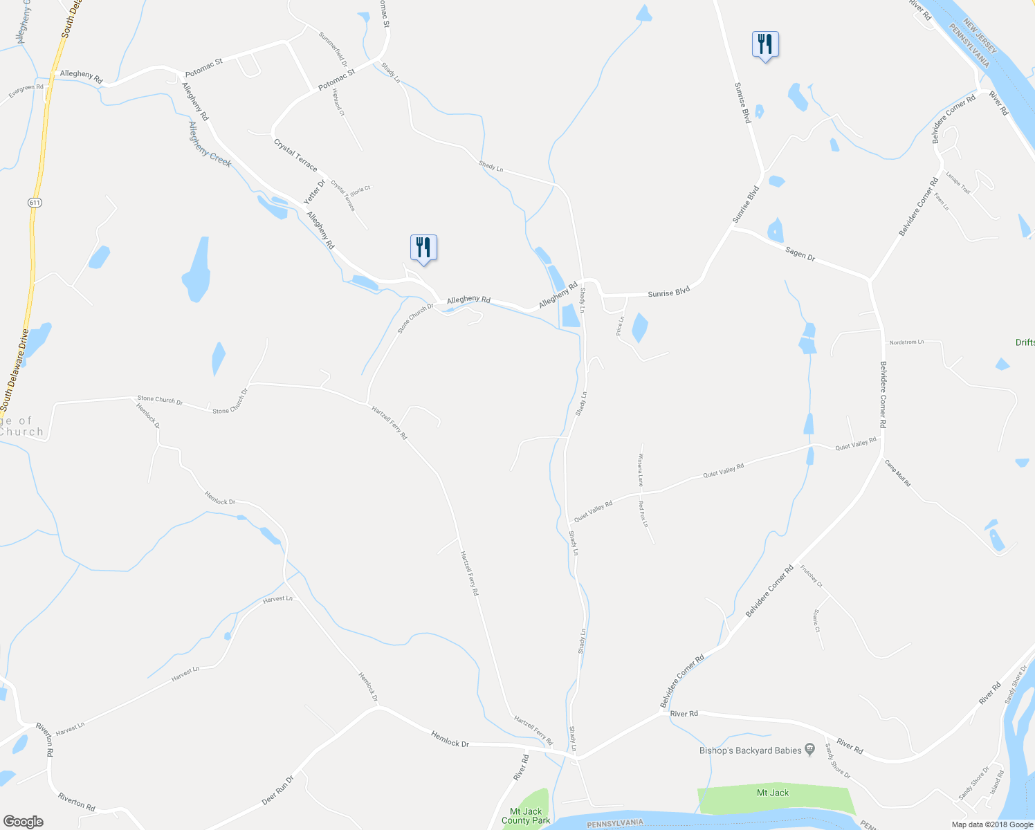 map of restaurants, bars, coffee shops, grocery stores, and more near 1381 Shady Lane in Mount Bethel
