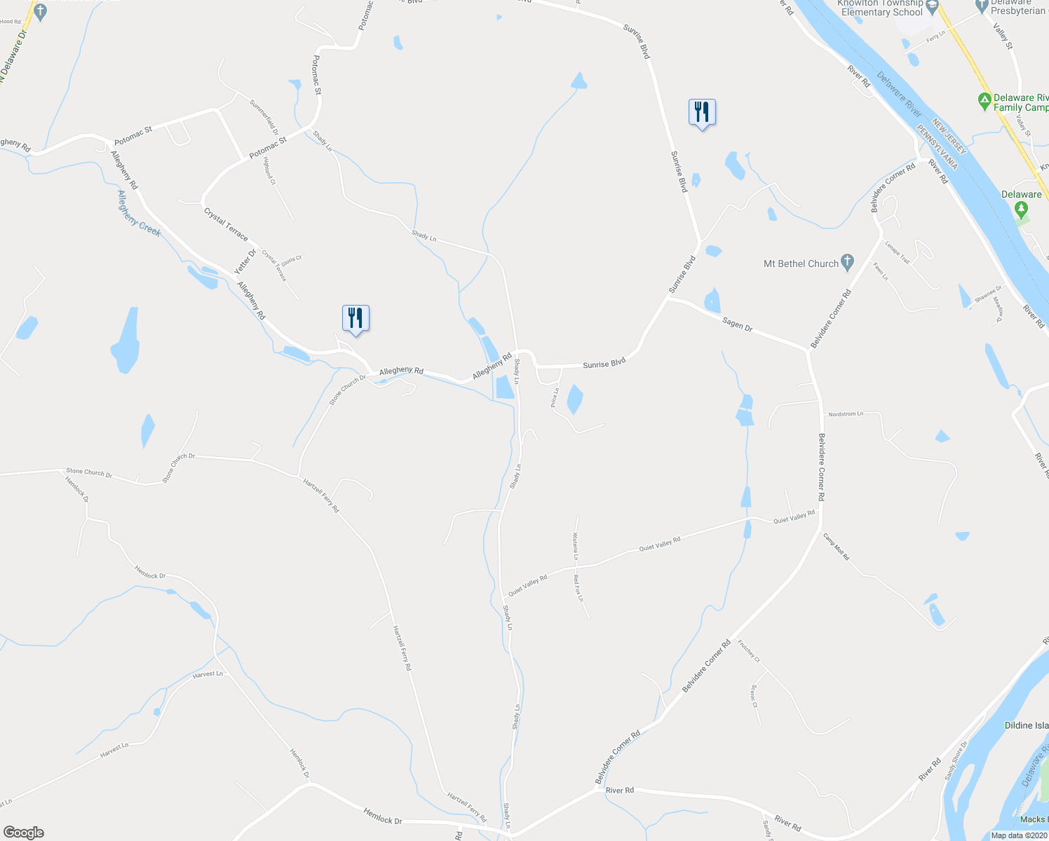 map of restaurants, bars, coffee shops, grocery stores, and more near 1176 Shady Lane in Mount Bethel