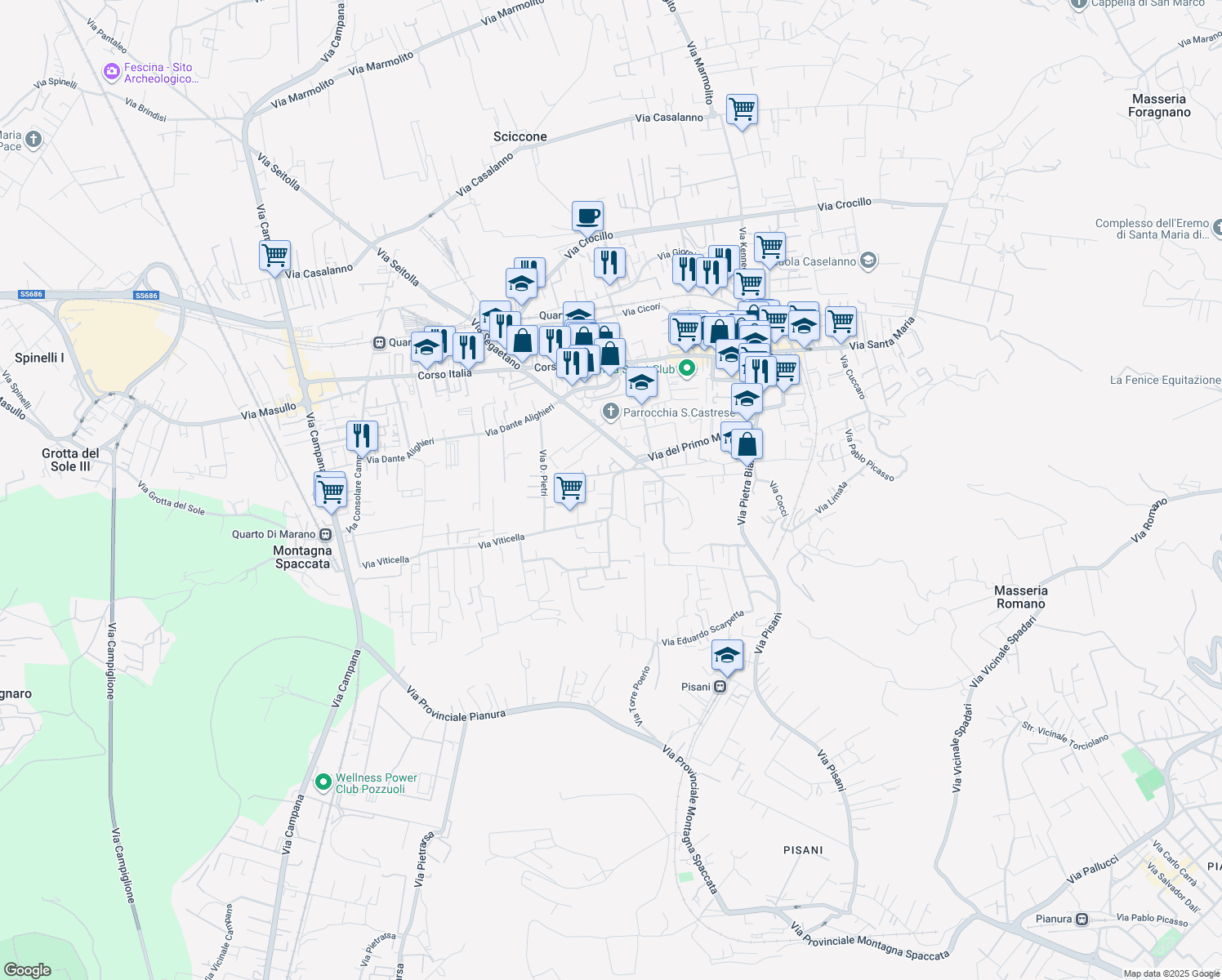 map of restaurants, bars, coffee shops, grocery stores, and more near 6 Via Viticella in Quarto