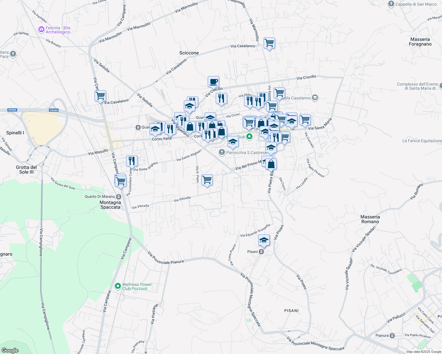 map of restaurants, bars, coffee shops, grocery stores, and more near 6 Via Viticella in Quarto