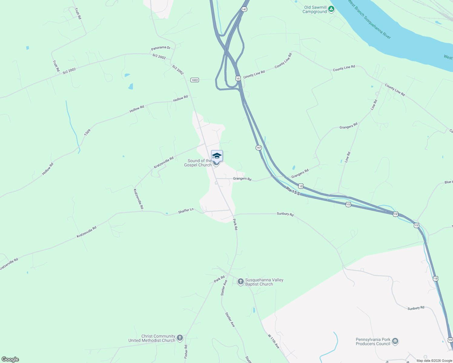 map of restaurants, bars, coffee shops, grocery stores, and more near Kratzerville Road in Snyder