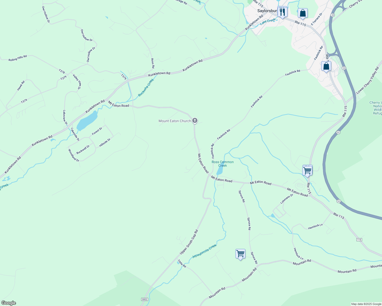 map of restaurants, bars, coffee shops, grocery stores, and more near 7328 Mount Eaton Road in Saylorsburg