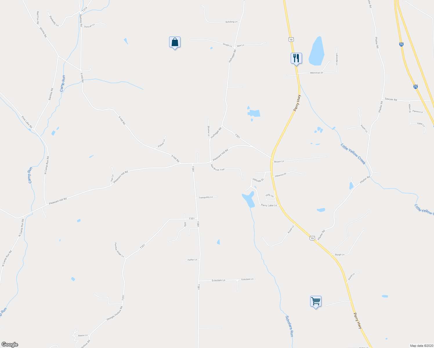 map of restaurants, bars, coffee shops, grocery stores, and more near 102 Red Brush Trail in Harmony