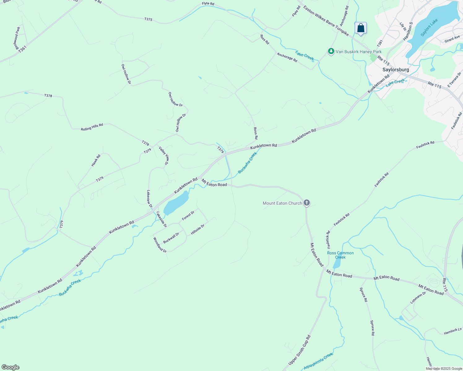 map of restaurants, bars, coffee shops, grocery stores, and more near 7459 Mount Eaton Road in Saylorsburg