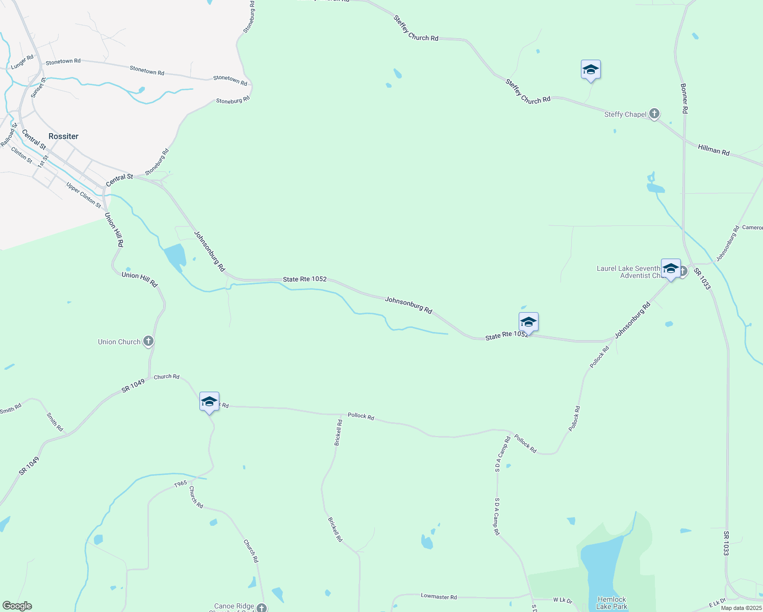 map of restaurants, bars, coffee shops, grocery stores, and more near 1340 Johnsonburg Road in Rossiter