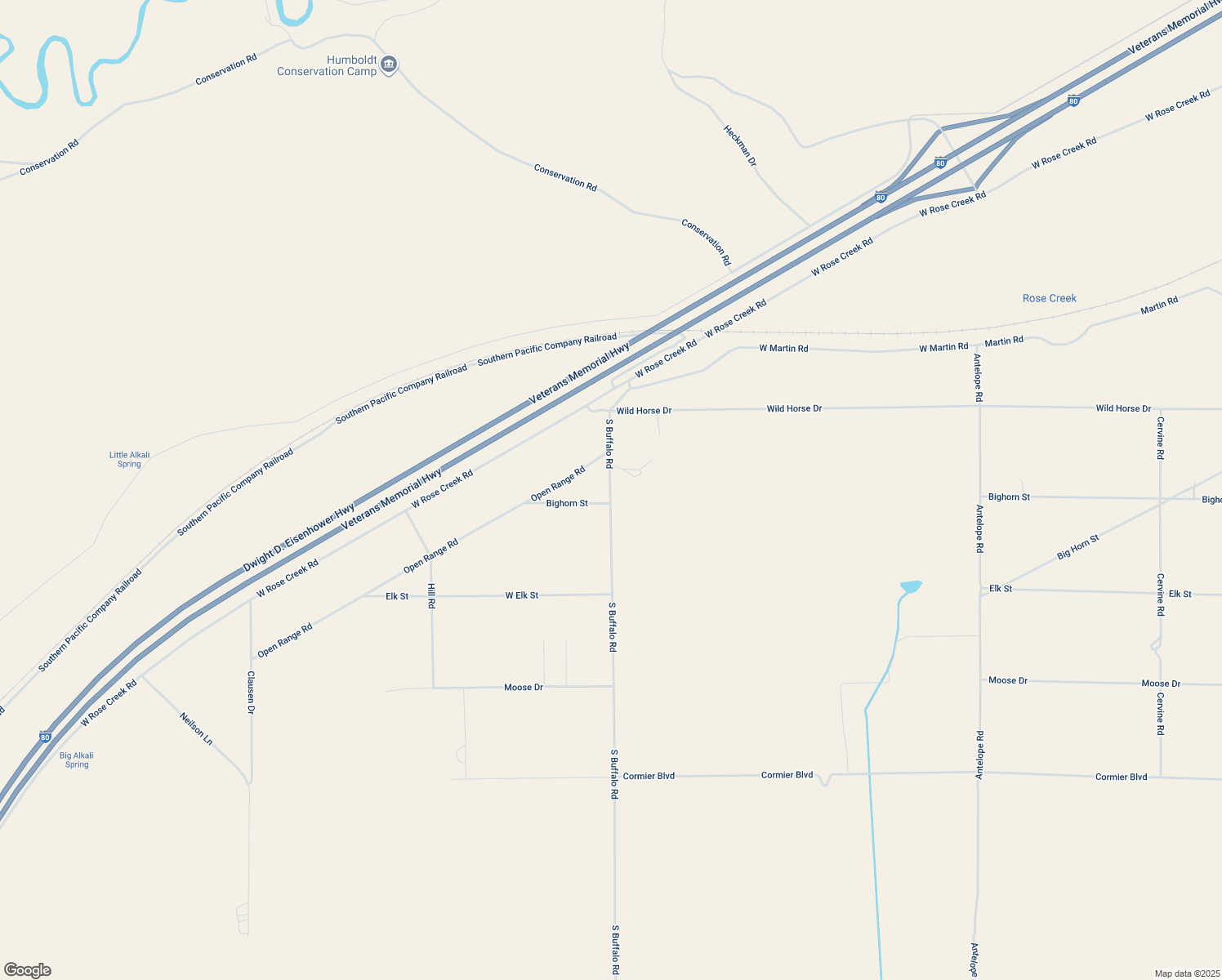 map of restaurants, bars, coffee shops, grocery stores, and more near 9255 South Buffalo Road in Winnemucca