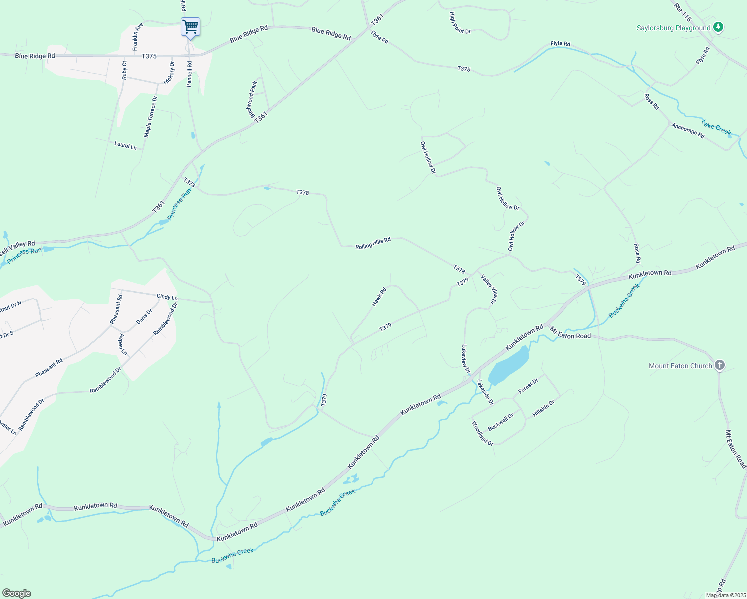 map of restaurants, bars, coffee shops, grocery stores, and more near 349 Hawk Road in Saylorsburg