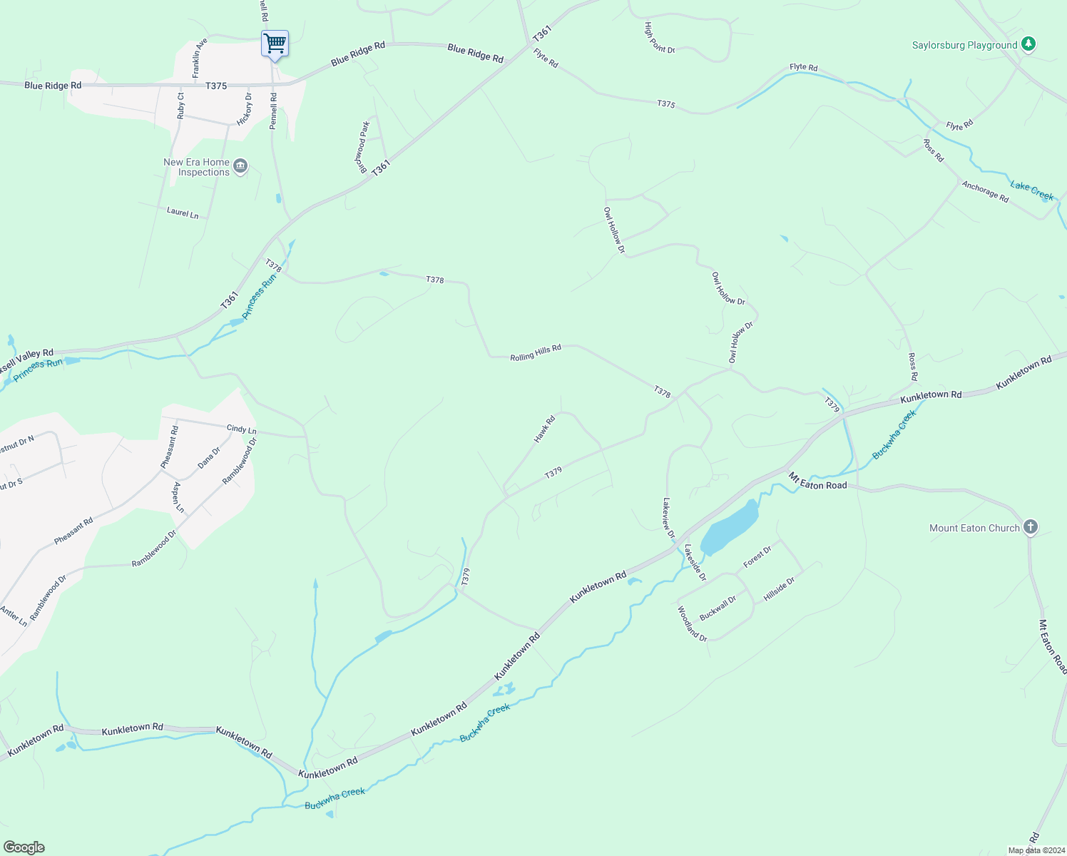 map of restaurants, bars, coffee shops, grocery stores, and more near 349 Hawk Road in Saylorsburg