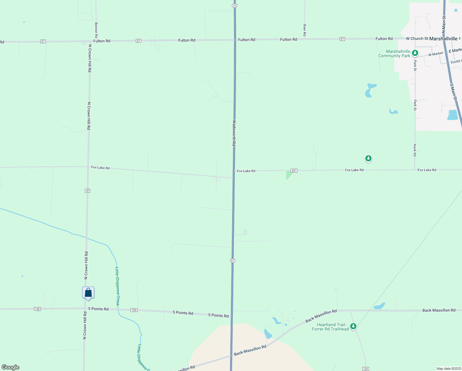 map of restaurants, bars, coffee shops, grocery stores, and more near 7136 Wadsworth Road in Orrville