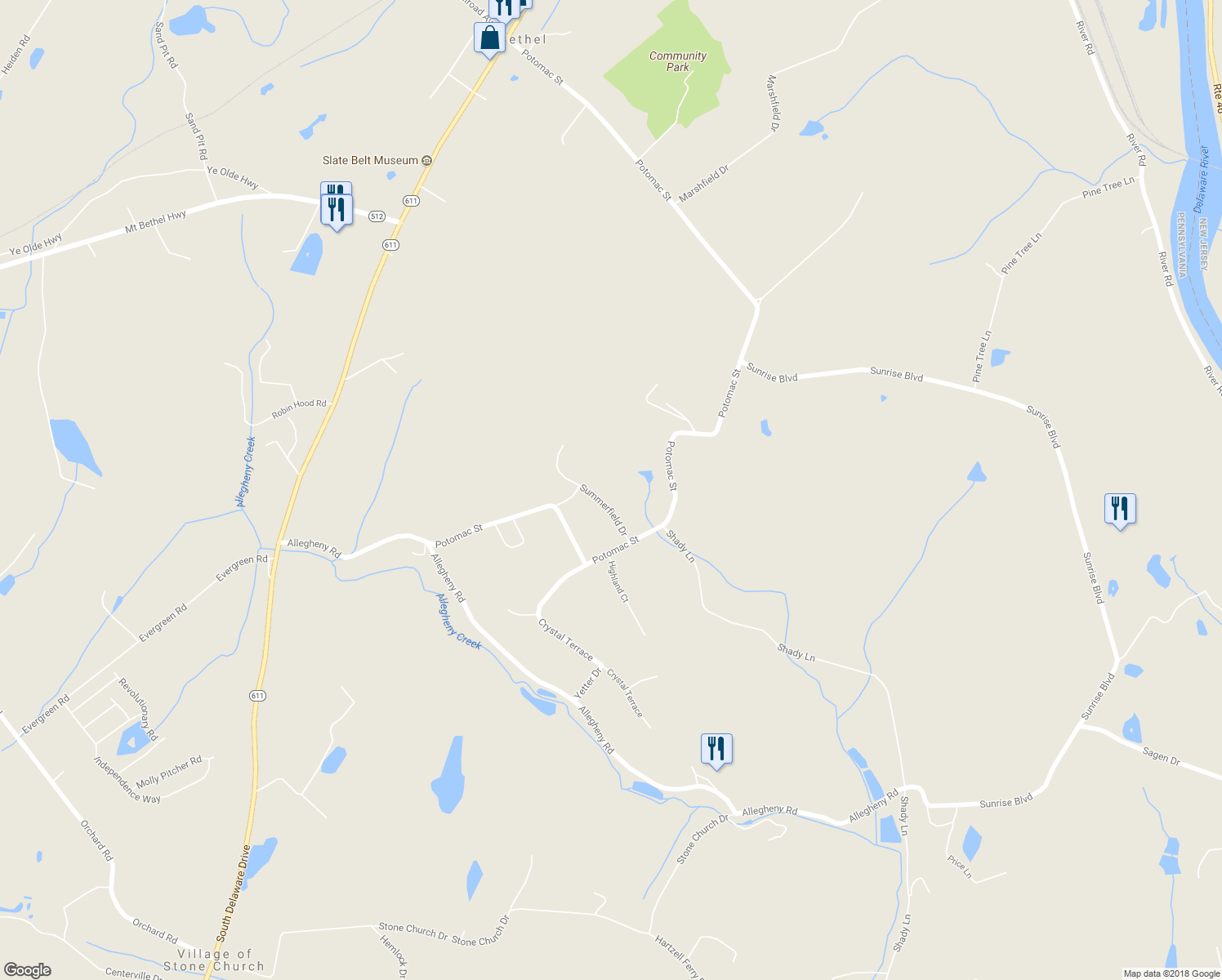 map of restaurants, bars, coffee shops, grocery stores, and more near 33 Summerfield Drive in Mount Bethel