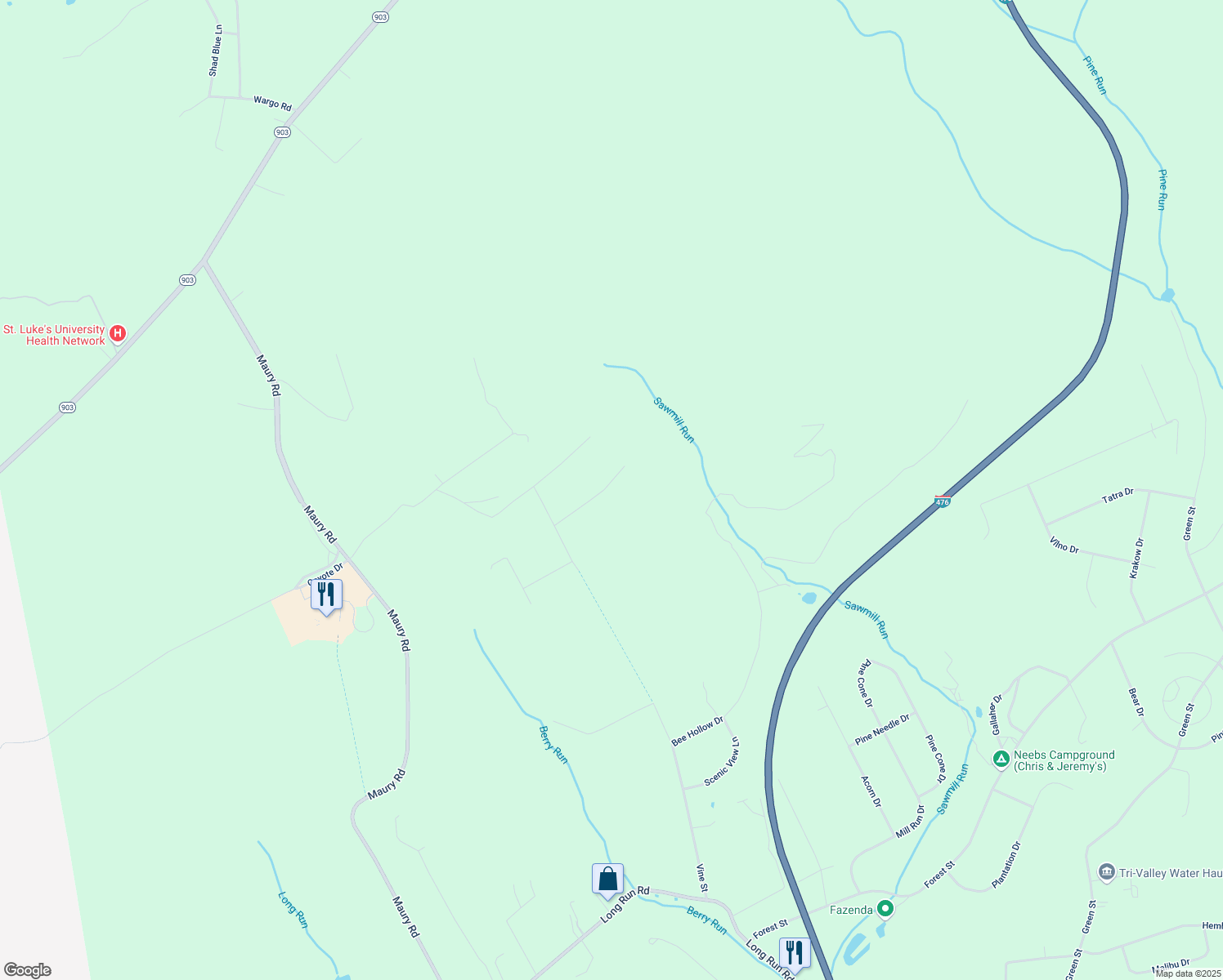 map of restaurants, bars, coffee shops, grocery stores, and more near 34 Cliff Side Drive in Jim Thorpe
