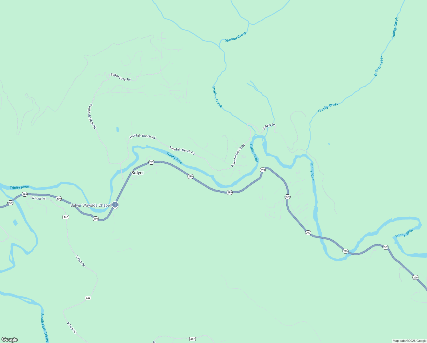 map of restaurants, bars, coffee shops, grocery stores, and more near Fountain Ranch Road in Salyer