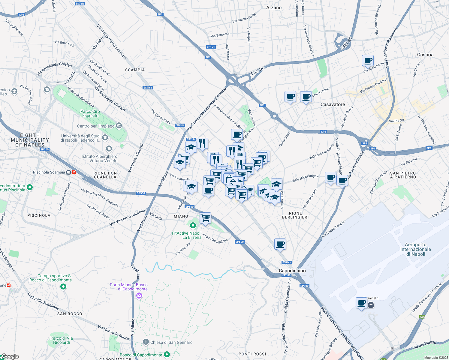 map of restaurants, bars, coffee shops, grocery stores, and more near in Naples