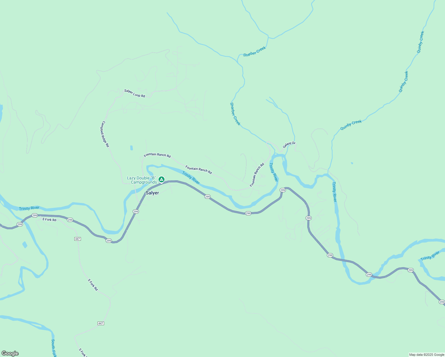 map of restaurants, bars, coffee shops, grocery stores, and more near Fountain Ranch Rd in Salyer