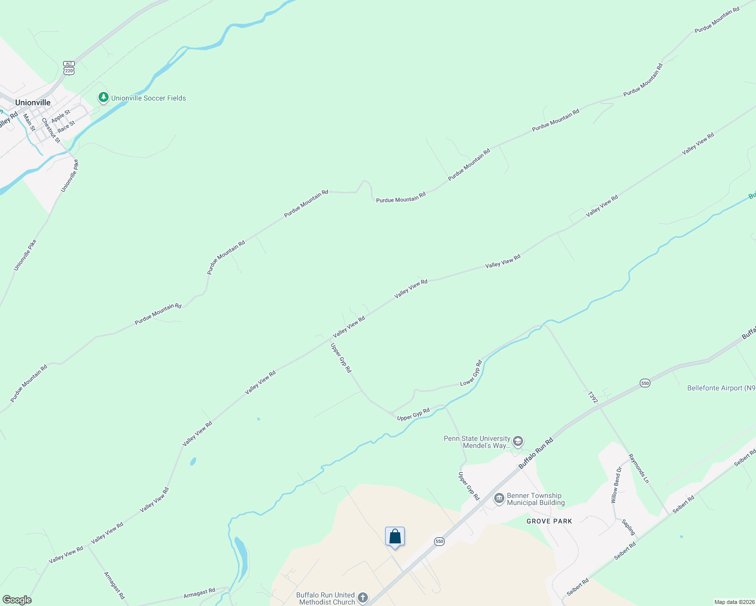 map of restaurants, bars, coffee shops, grocery stores, and more near 1479 Valley View Road in Bellefonte