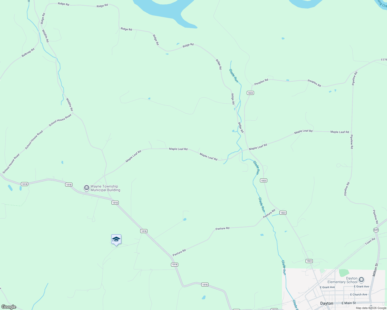 map of restaurants, bars, coffee shops, grocery stores, and more near Maple Leaf Road in Dayton