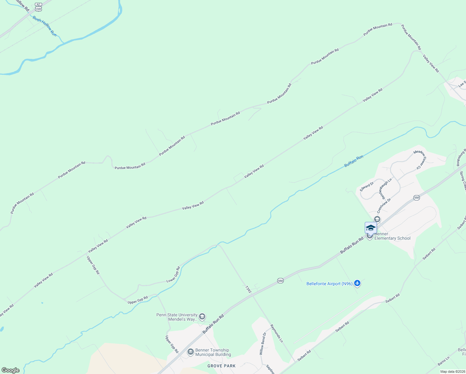 map of restaurants, bars, coffee shops, grocery stores, and more near 1479 Valley View Road in Bellefonte