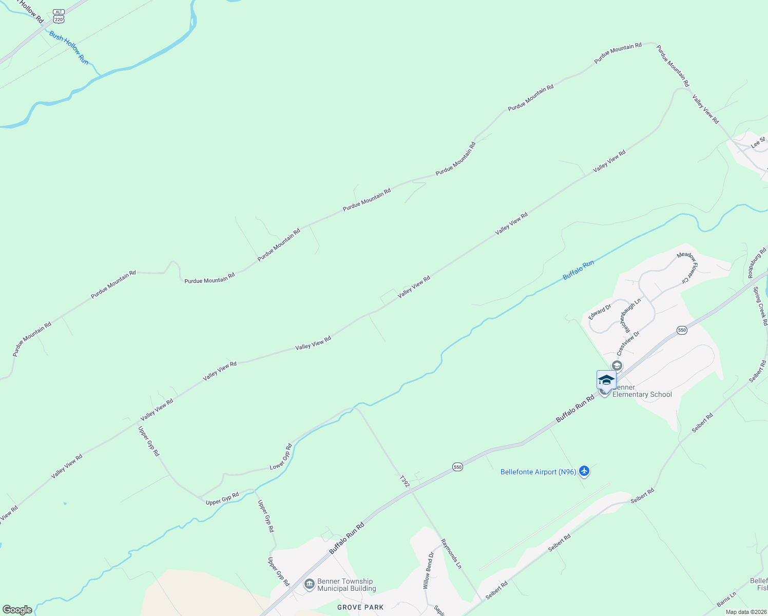 map of restaurants, bars, coffee shops, grocery stores, and more near 1042 Valley View Rd in Bellefonte