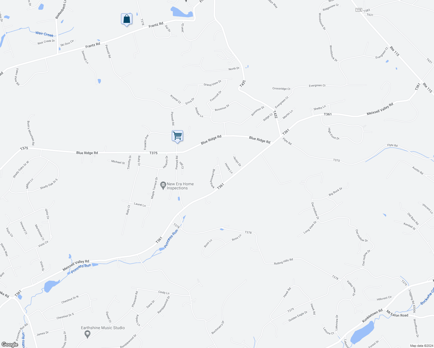 map of restaurants, bars, coffee shops, grocery stores, and more near 267 Birchwood Park in Saylorsburg