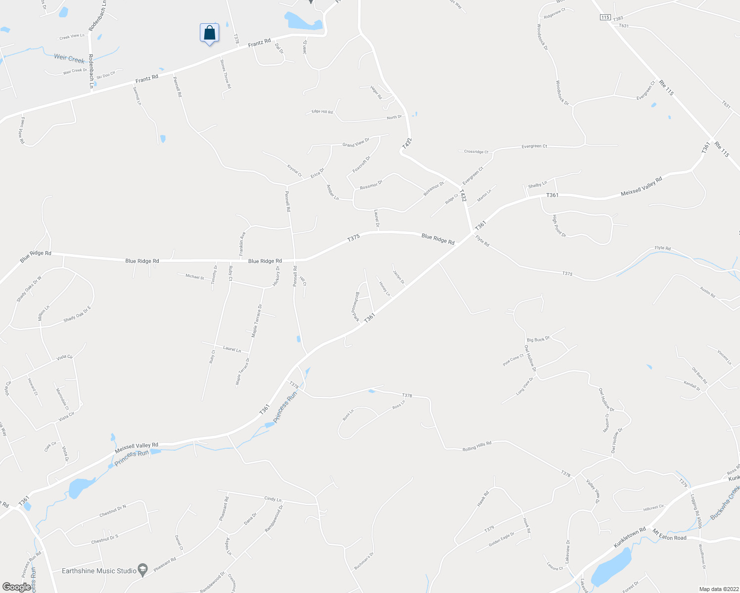 map of restaurants, bars, coffee shops, grocery stores, and more near Birchwood Park in Saylorsburg