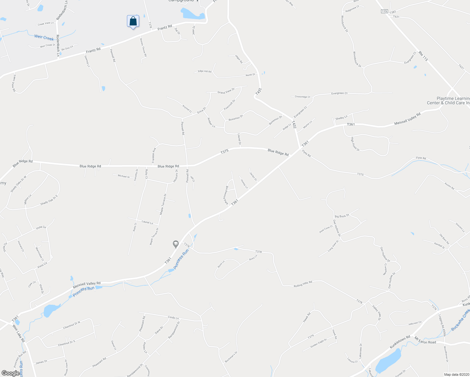 map of restaurants, bars, coffee shops, grocery stores, and more near 25 Birchwood Park in Saylorsburg