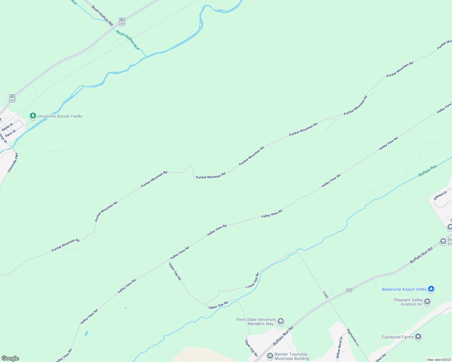 map of restaurants, bars, coffee shops, grocery stores, and more near 1192 Purdue Mountain Road in Bellefonte