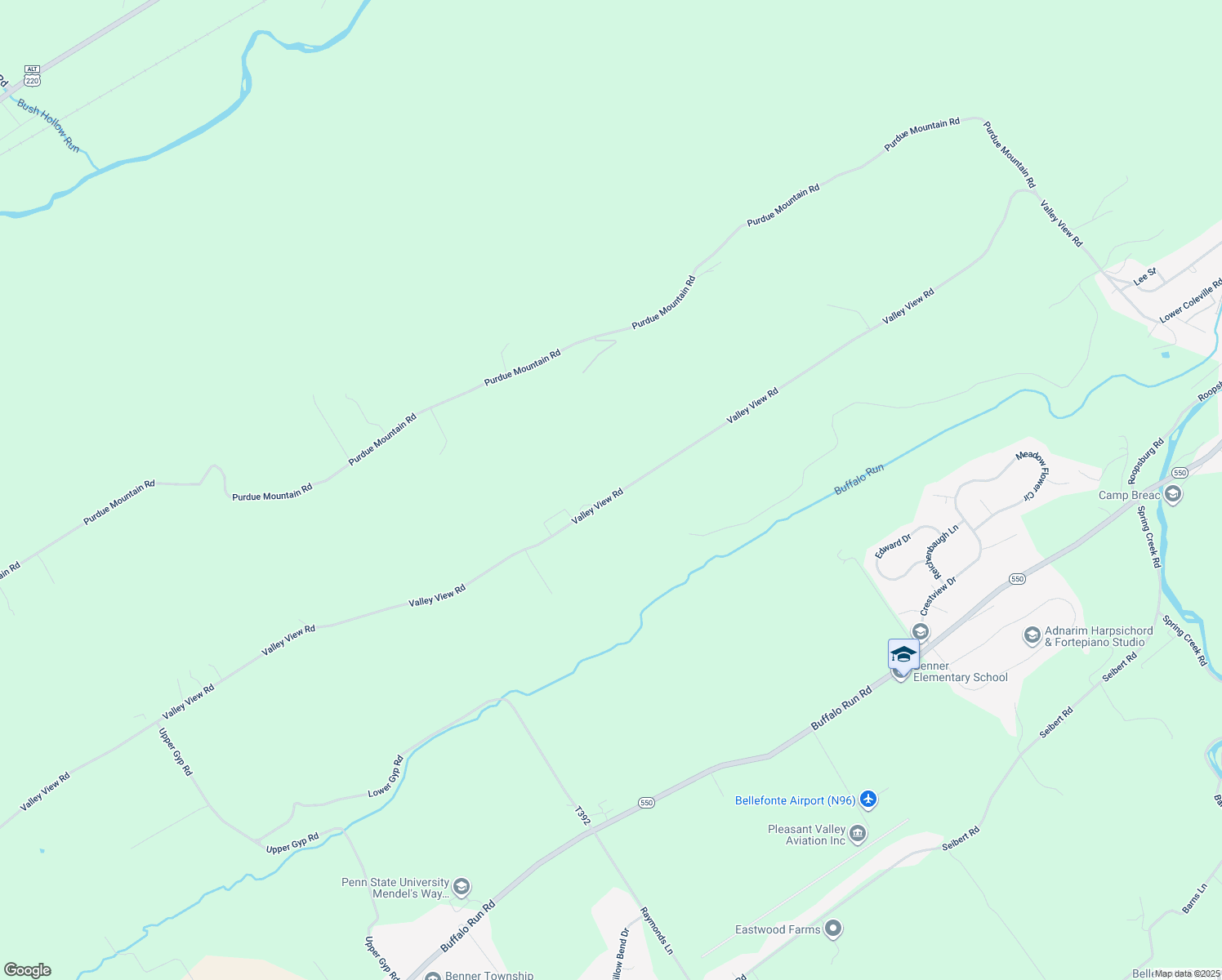 map of restaurants, bars, coffee shops, grocery stores, and more near 907 Valley View Road in Bellefonte