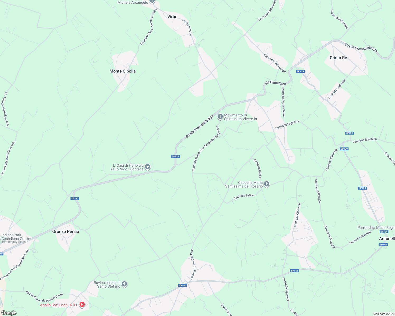 map of restaurants, bars, coffee shops, grocery stores, and more near 240 Contrada Piangevino in Città Metropolitana di Bari