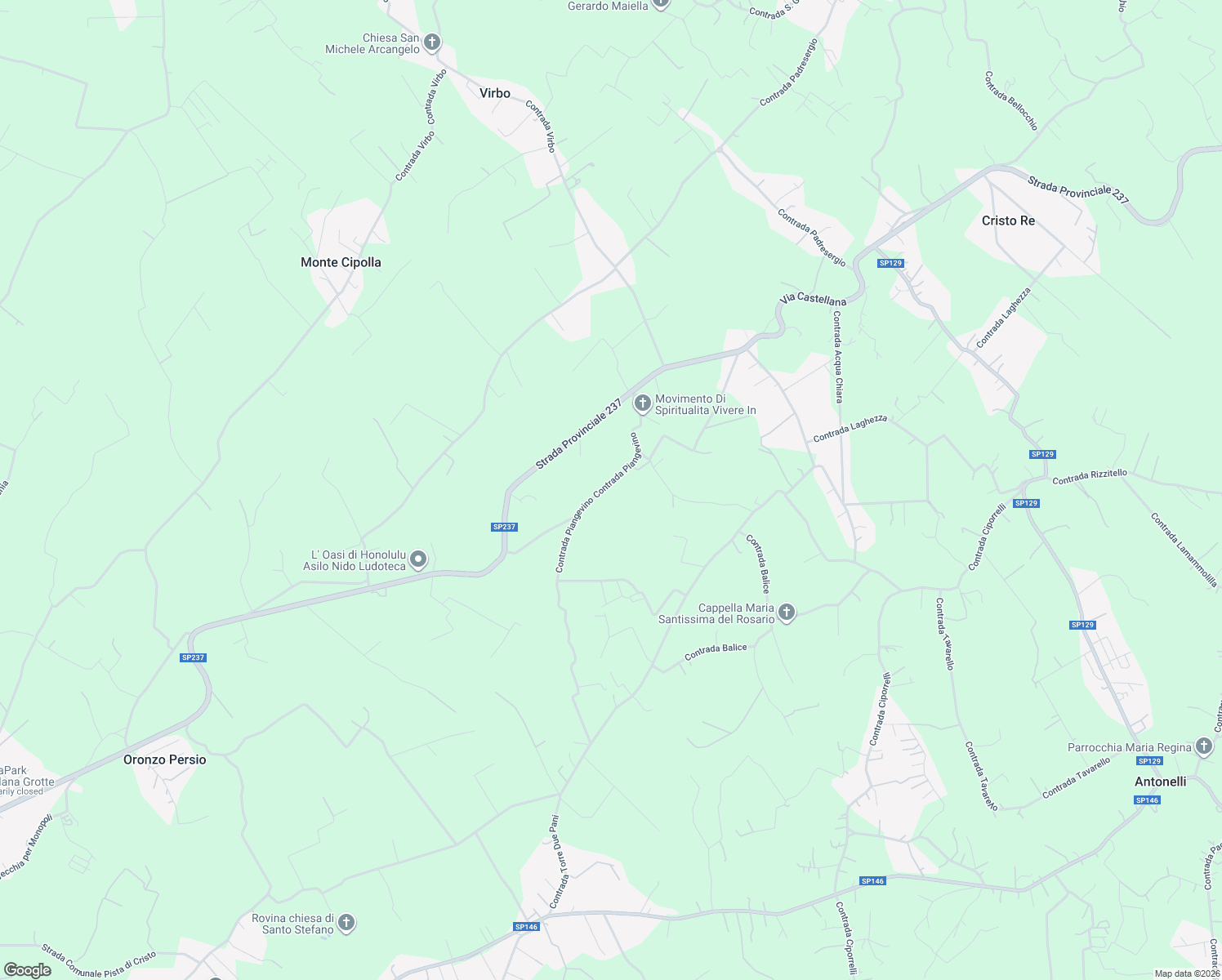 map of restaurants, bars, coffee shops, grocery stores, and more near 240 Contrada Piangevino in Città Metropolitana di Bari