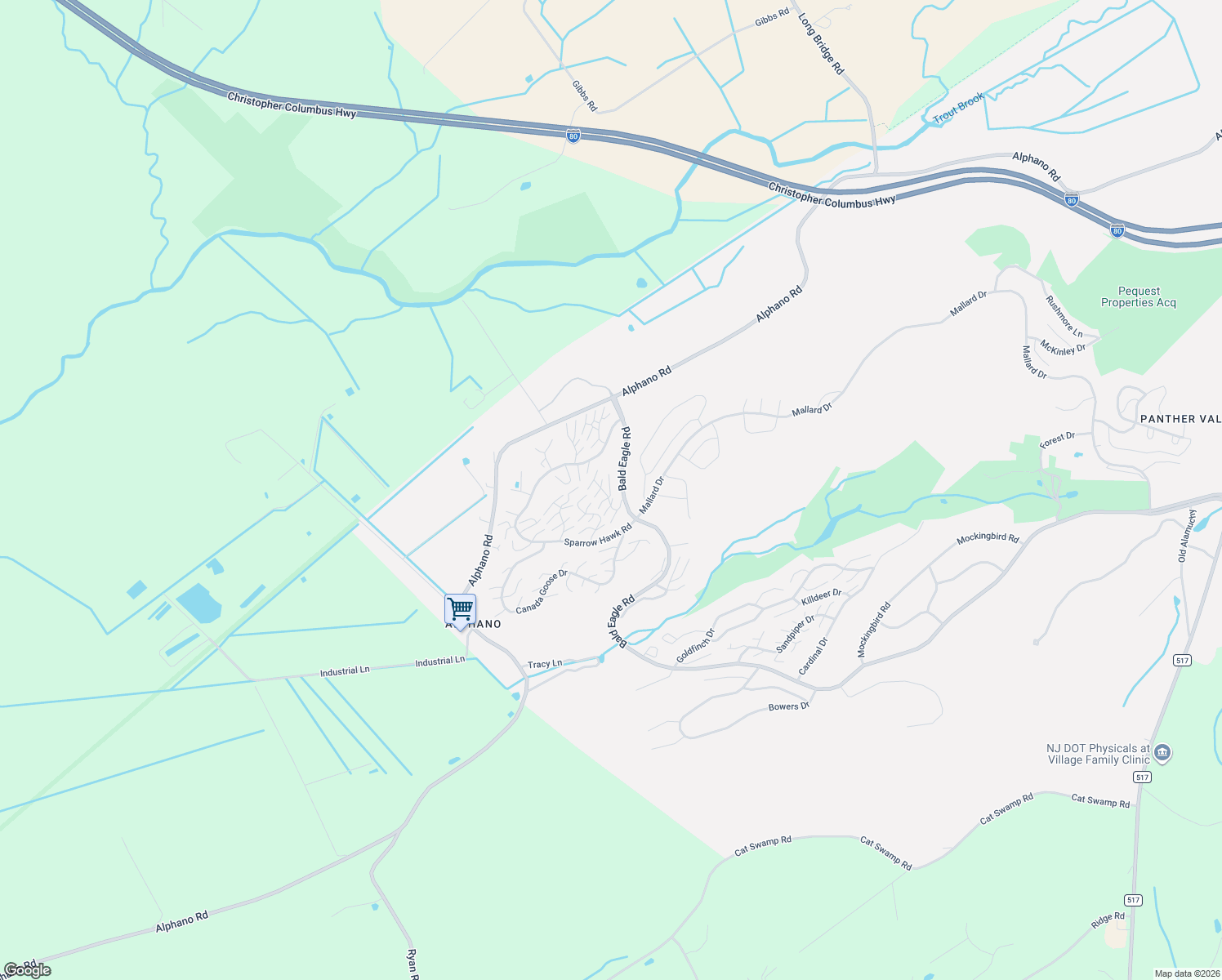 map of restaurants, bars, coffee shops, grocery stores, and more near 48 Oriole Drive in Hackettstown