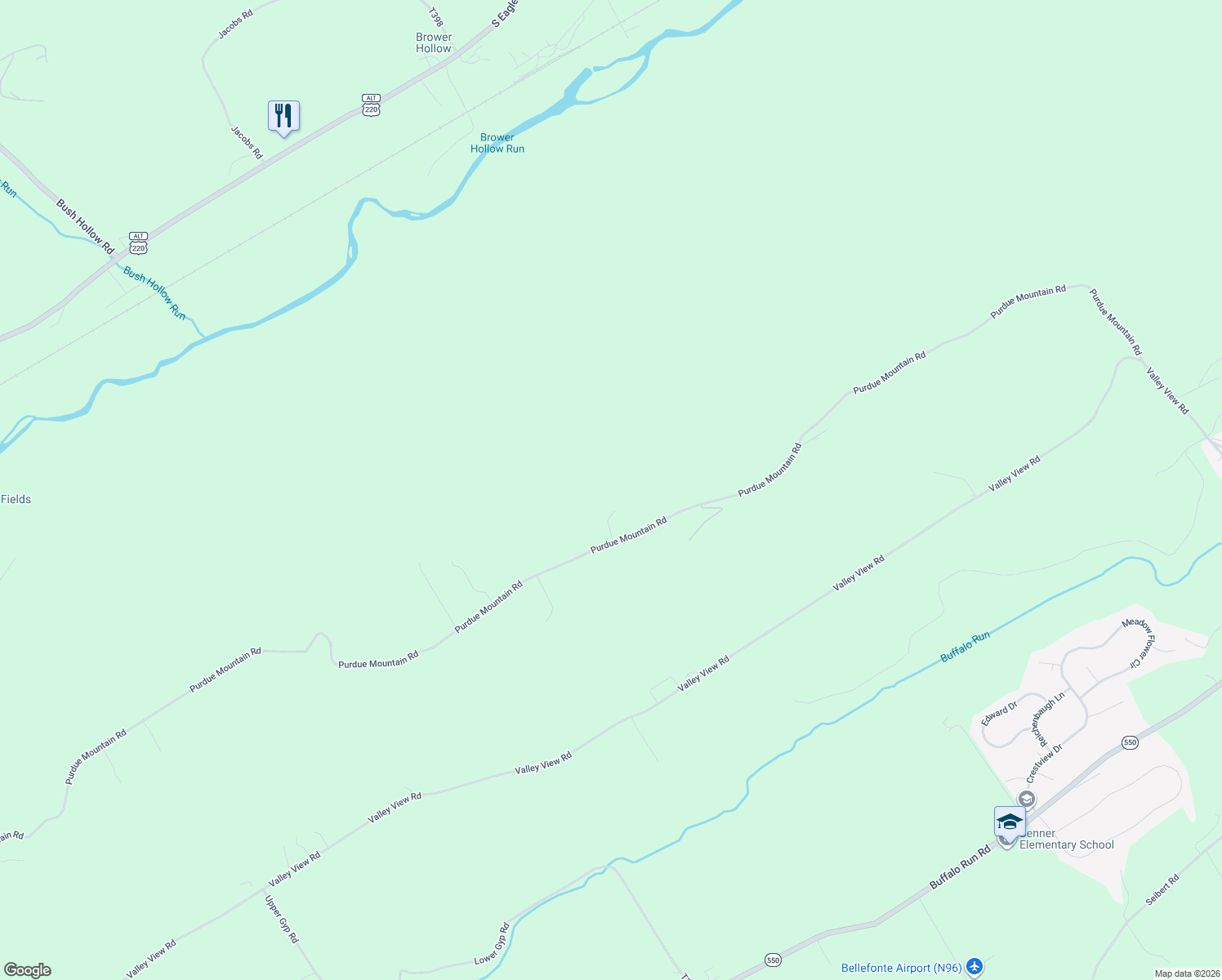 map of restaurants, bars, coffee shops, grocery stores, and more near 823-971 Purdue Mountain Road in Bellefonte