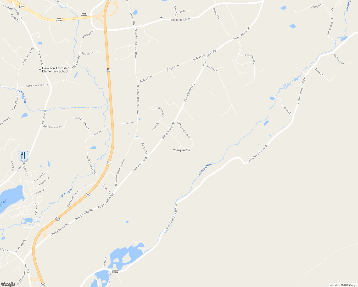 map of restaurants, bars, coffee shops, grocery stores, and more near Valley View Drive South in Saylorsburg