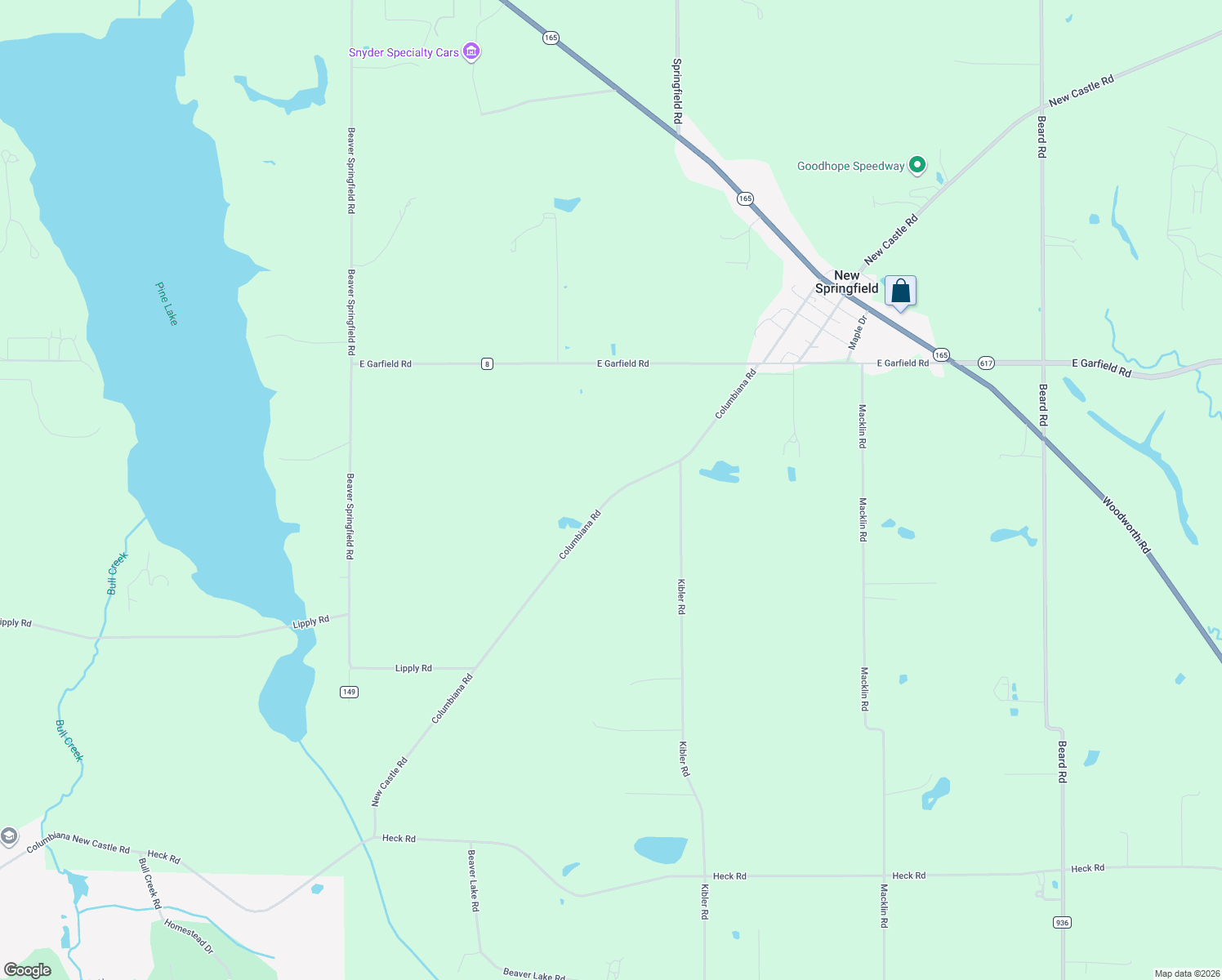 map of restaurants, bars, coffee shops, grocery stores, and more near 1784 Columbiana Road in New Springfield