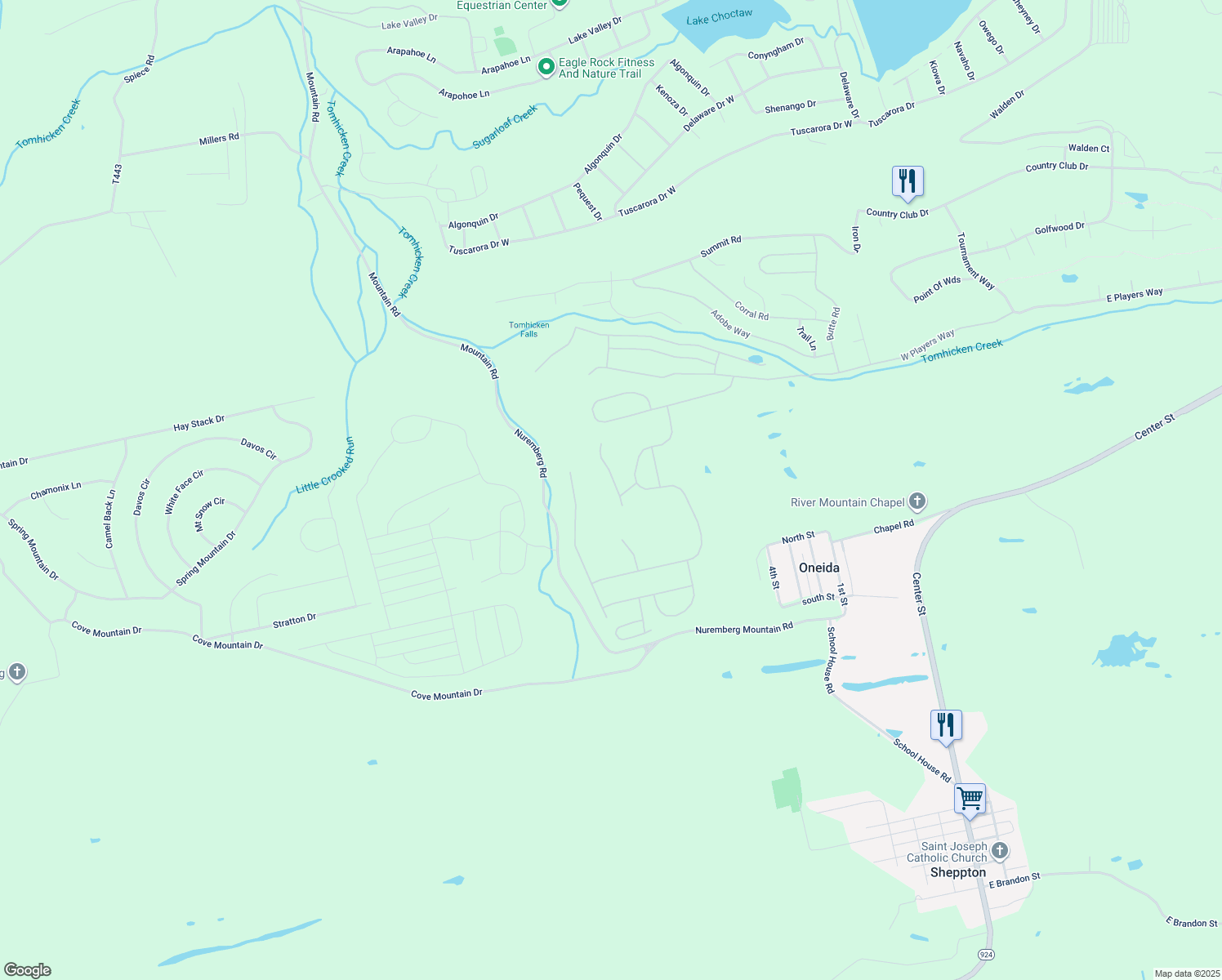 map of restaurants, bars, coffee shops, grocery stores, and more near 1 Country Club Drive in Luzerne County