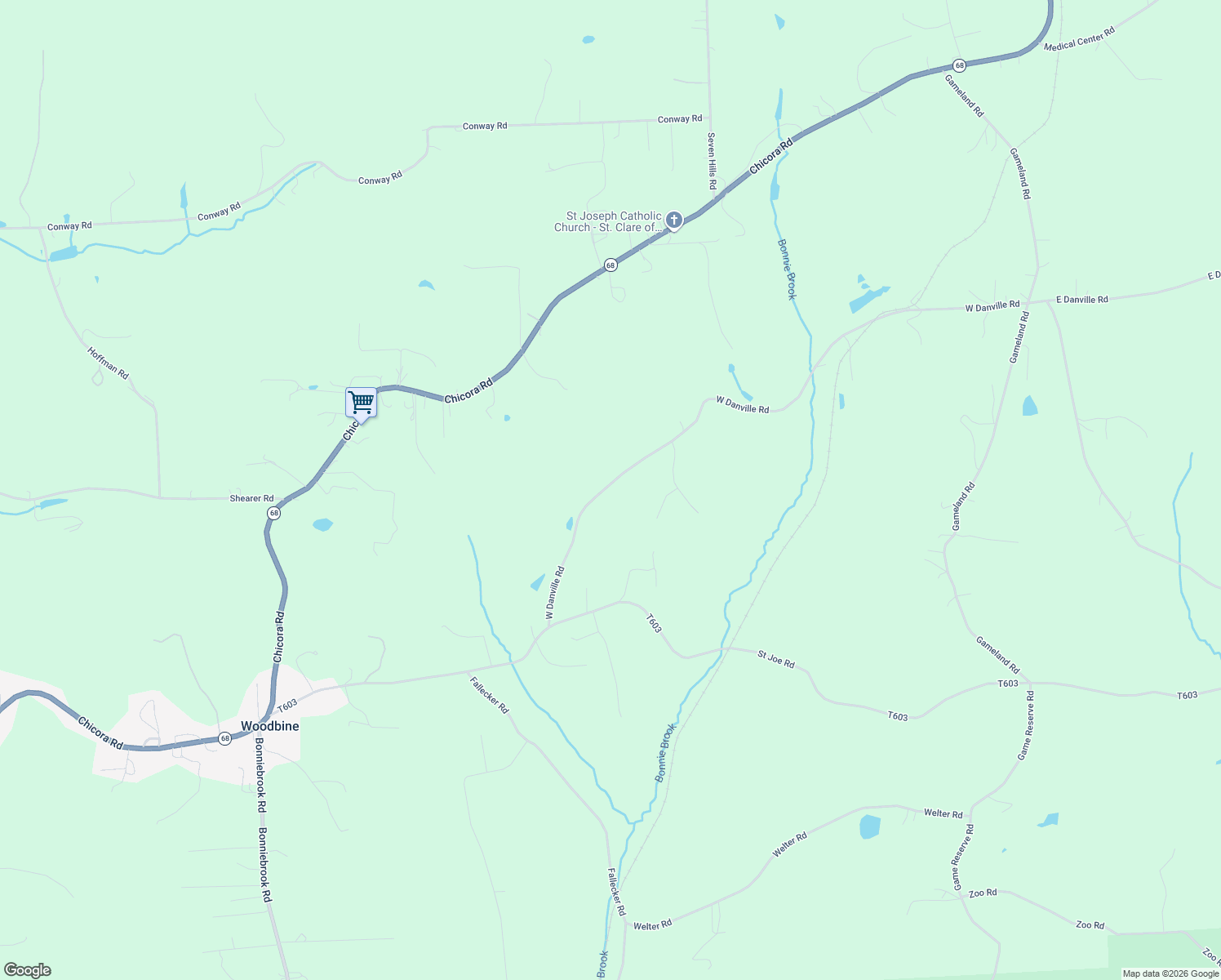 map of restaurants, bars, coffee shops, grocery stores, and more near 525 West Danville Road in Chicora