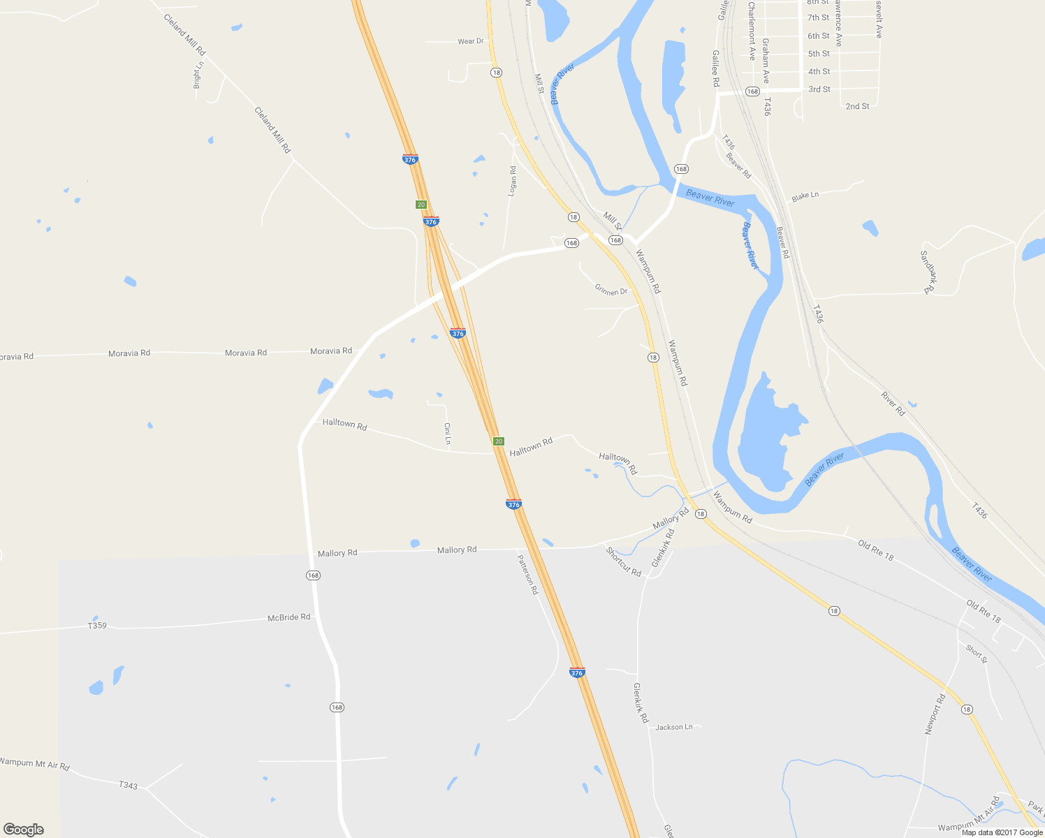 map of restaurants, bars, coffee shops, grocery stores, and more near 257 Halltown Road in Wampum